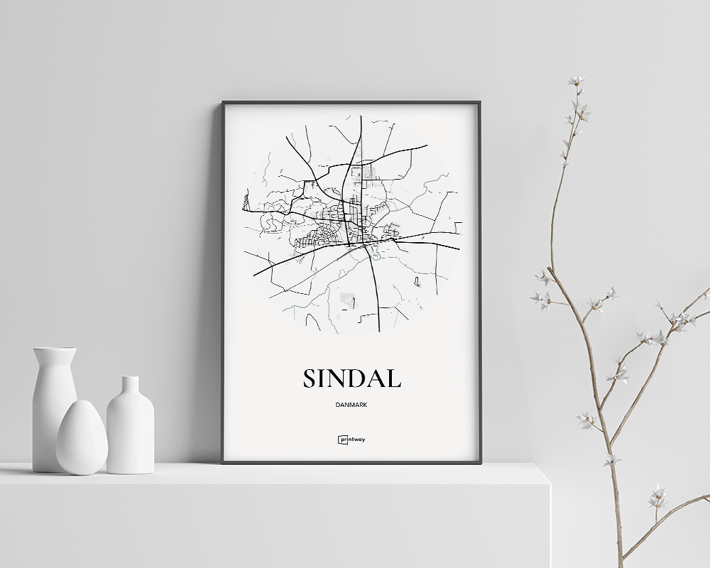 Sindal Bykort Plakat – Elegant Hvid til dit hjem 50x70 cm