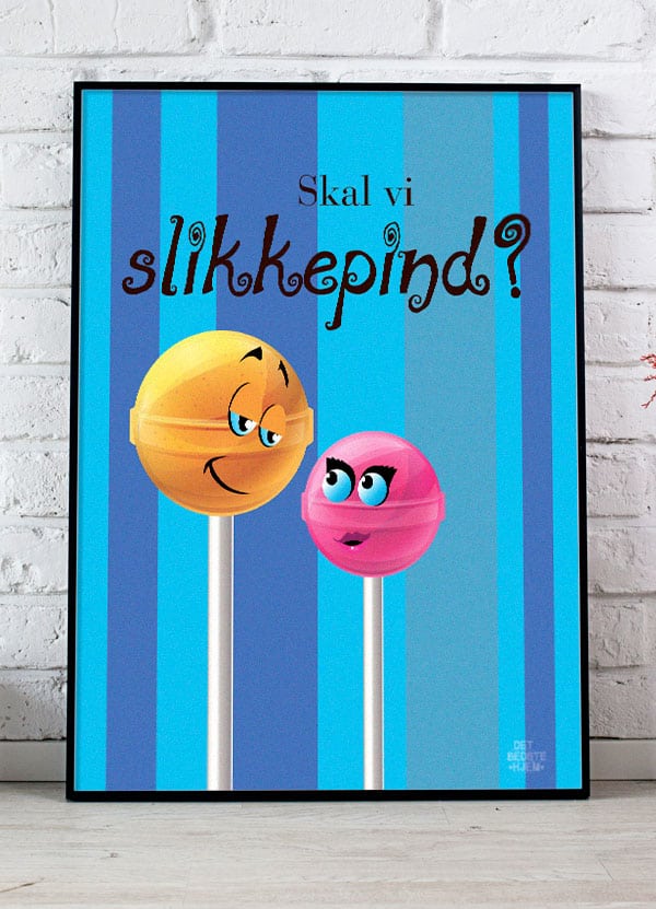 Slikkepind Plakat – Blå A4 til Stuen, 199 kr.