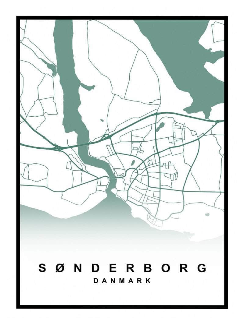 Sønderborg Plakat - Smukt kort over byen Sønderborg