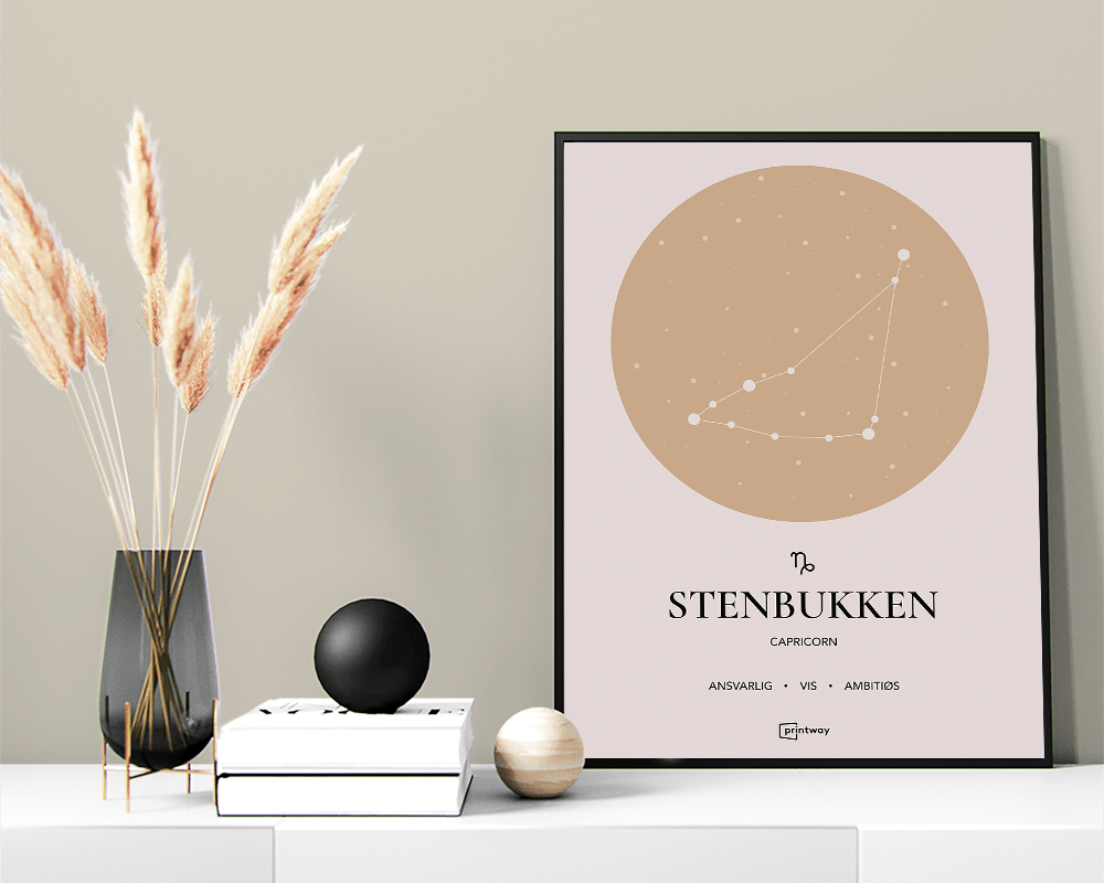Stenbukken Stjernetegn Plakat i Guld – Unik Indretning