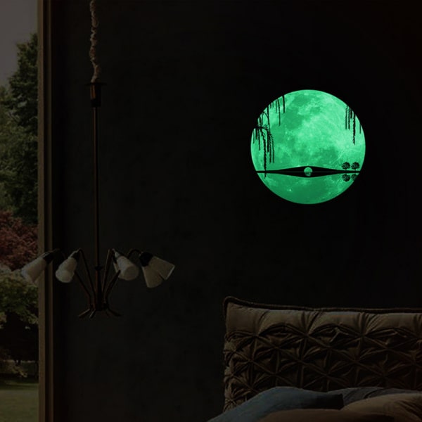 Selvlysende Måne Wallsticker med Romantisk Bro til Væggen