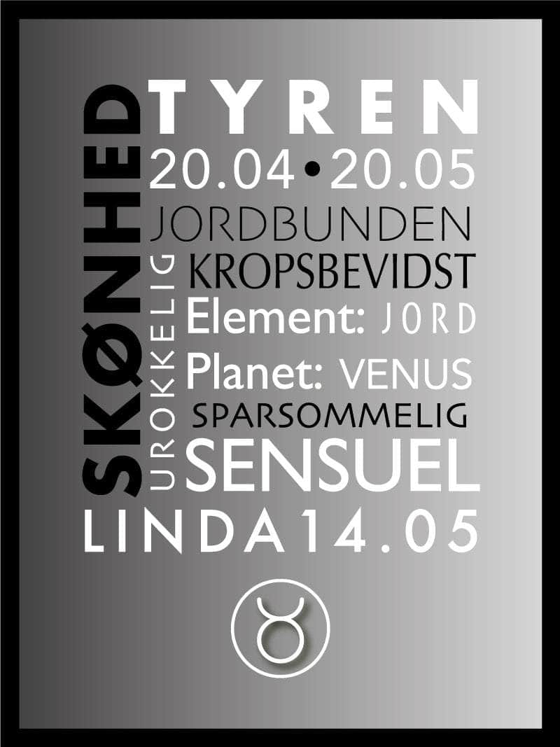 Tyren Stjernetegn Plakat – Unik Indretning til Dit Rum!