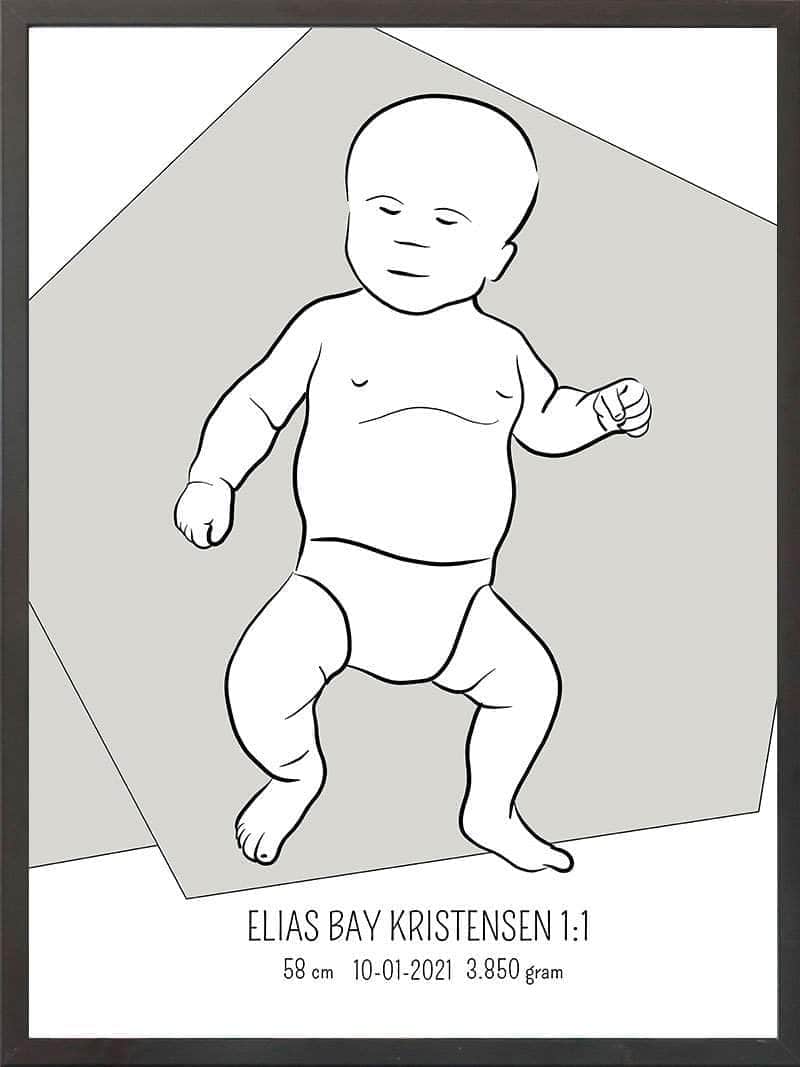 Birth Poster Fødselsplakat : Tumling Lyserød