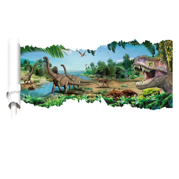 Dino Væggklistermærke – T-Rex Indtrængen 90x50cm Tilbud!
