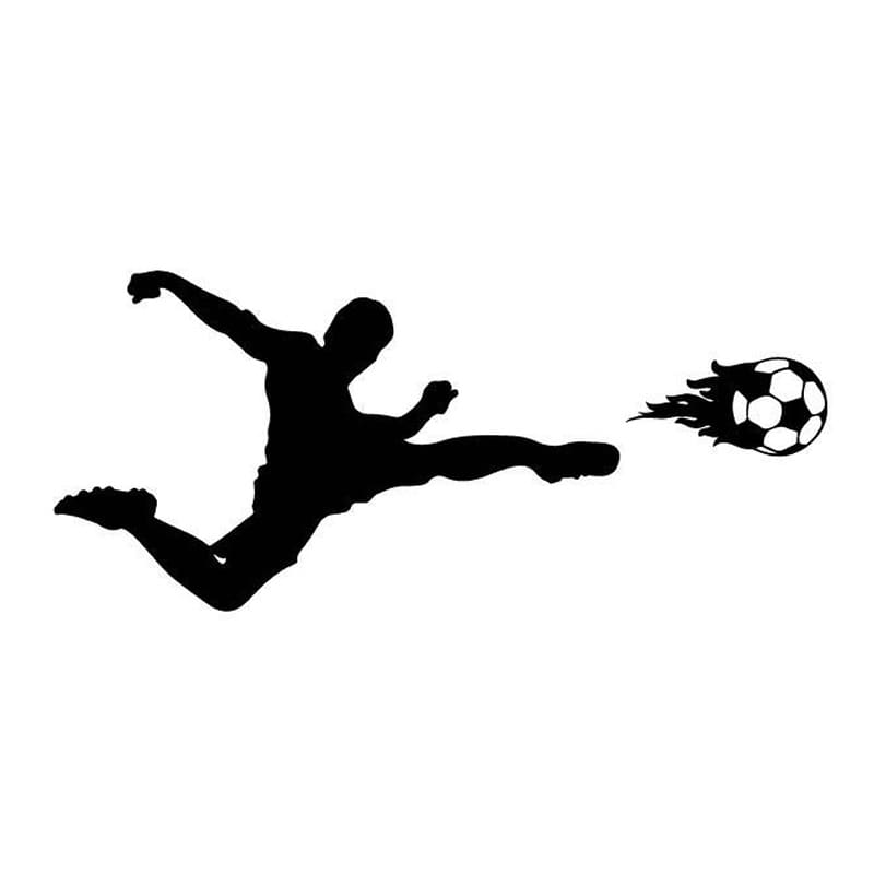 Fodbold Wallsticker med Flammer og Sidesaksespark 57x129cm