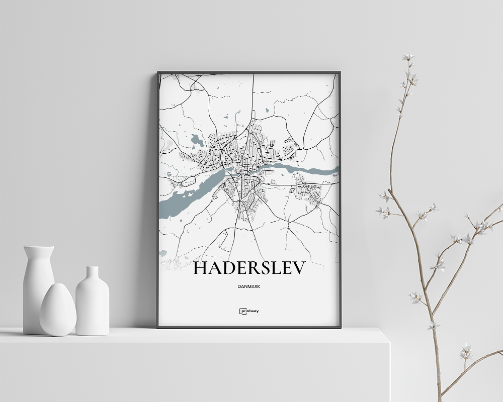 Haderslev Bykort Plakat - Stilfuldt Design A4 Format