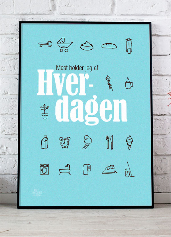 Hverdagen-plakat i Blå - Inspirerende Kunst til Dit Hjem