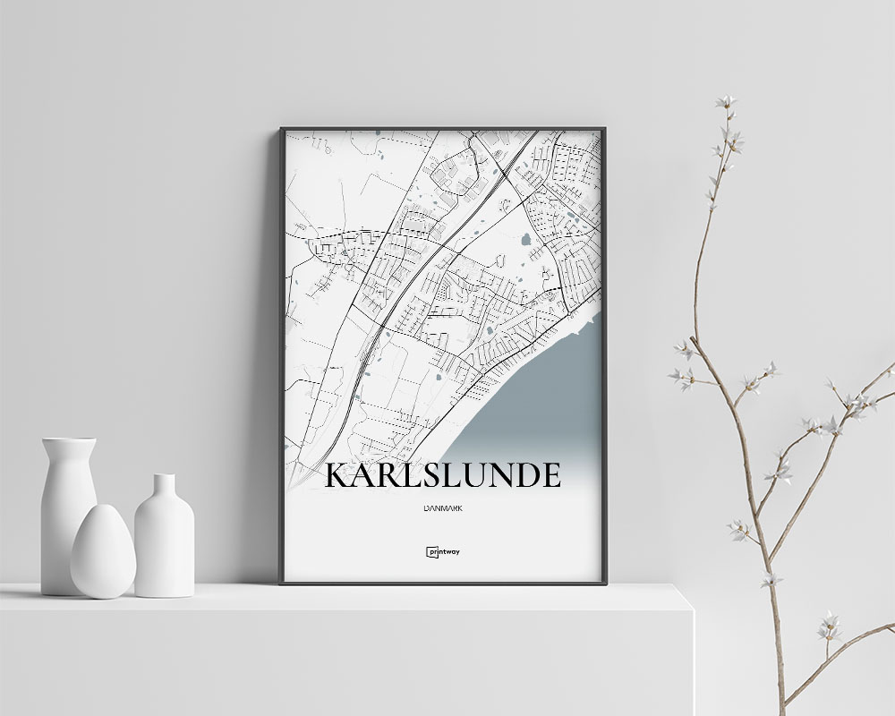 Karlslunde Bykort Plakat – Minimalistisk Design A2 42x60 cm