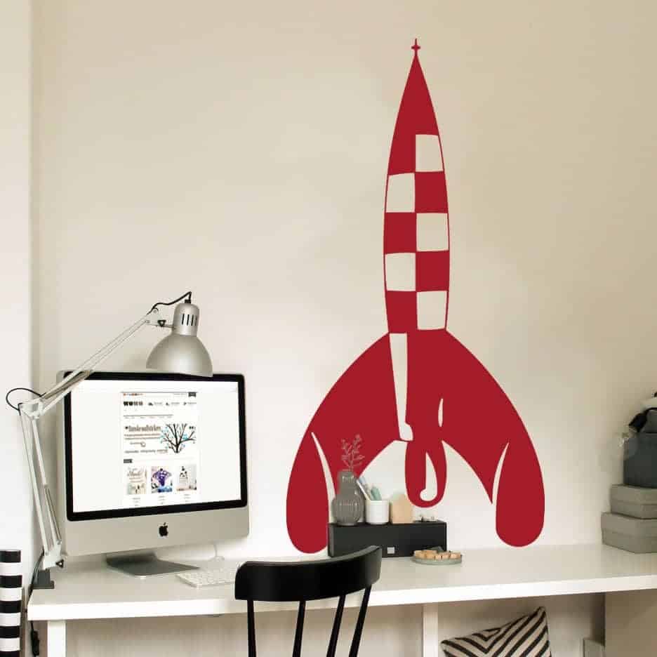 Måneraket Tintin Wallsticker – Magisk værelse dekoration!