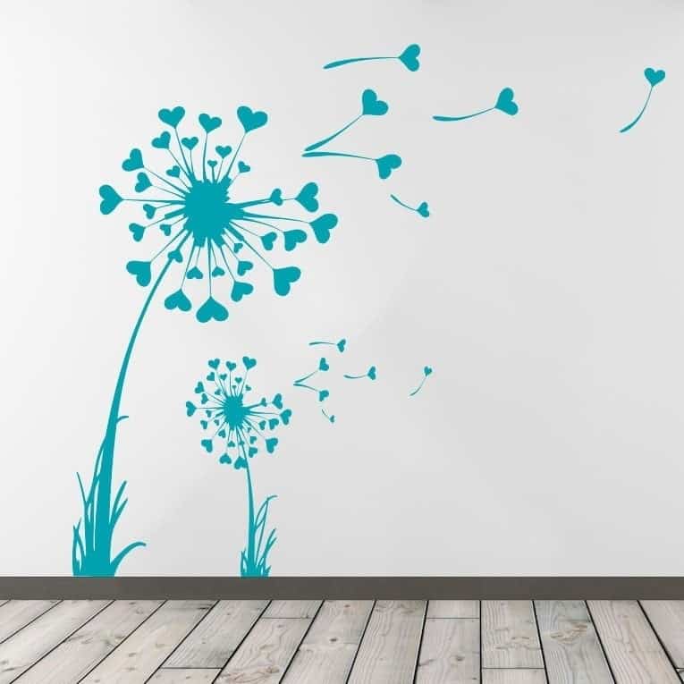 Mælkebøtte Hjerte Wallsticker – Romantisk Vægdekoration