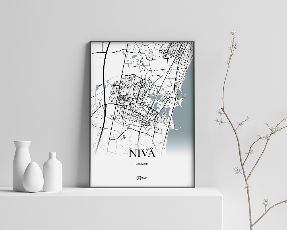 Nivå Bykort Plakat – Minimalistisk Design 70x100 cm