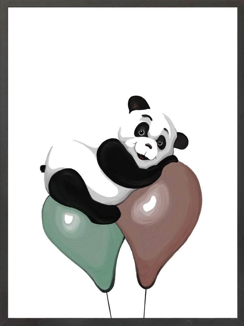 Sød Panda På Balloner Børneplakat til Værelset