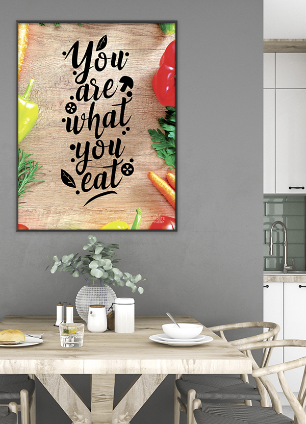 Inspirerende Køkkenplakat: "Du Er Hvad Du Spiser" – 199 kr!