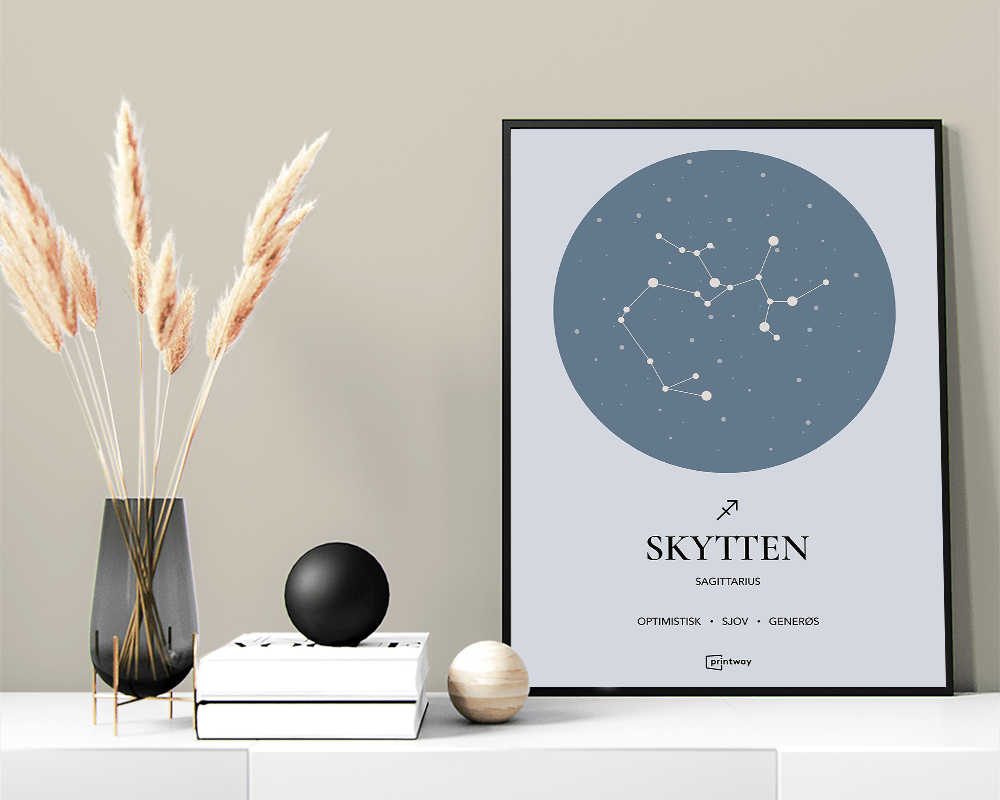 Skytten Stjernetegn Plakat - Elegant Havblå Design 50x70 cm