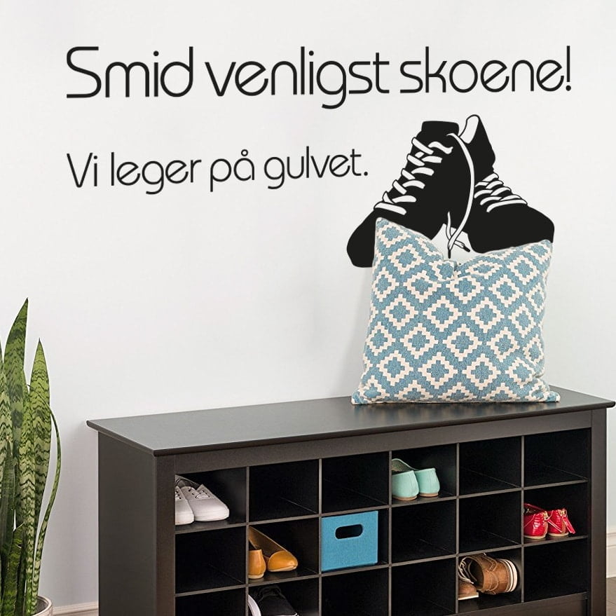 "Hyggelig Wallsticker: Mind gæster om skoaftagning!"