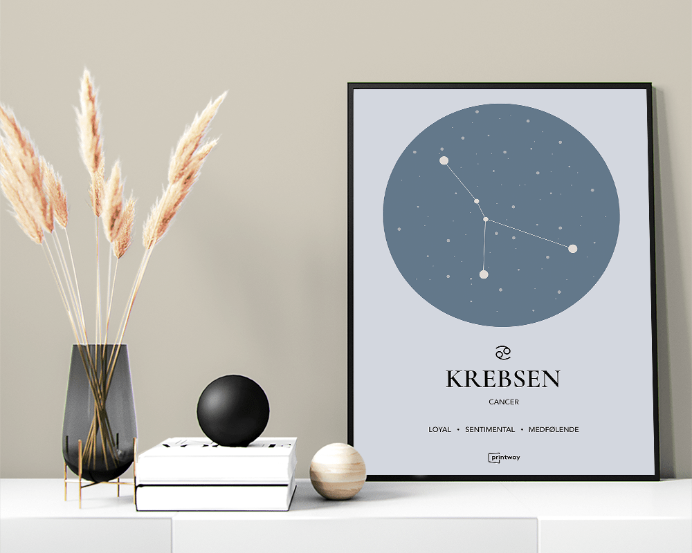 Stenbukken Stjernetegn Plakat - Havblå Hjemmedekoration