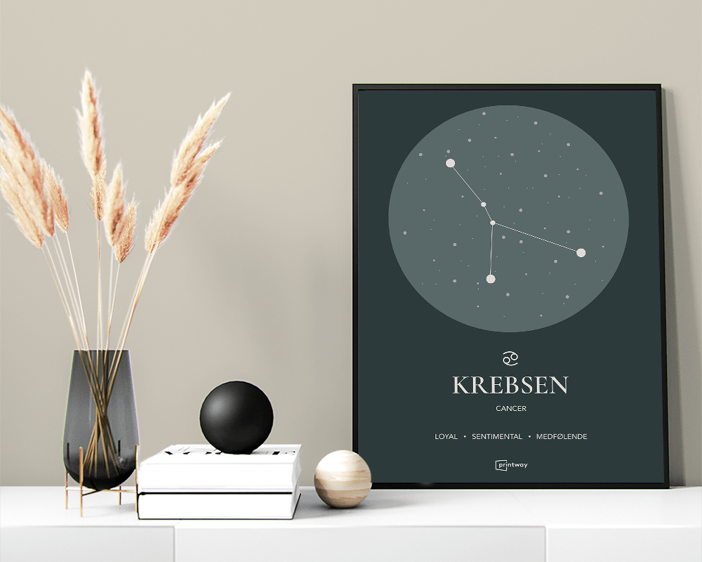 Stenbukken Stjernetegn Plakat - Elegant Indretning i Skovgrøn