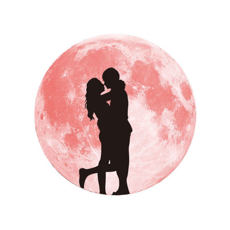Selvlysende Måne Wallsticker med Romantisk Par - Dekorativ!