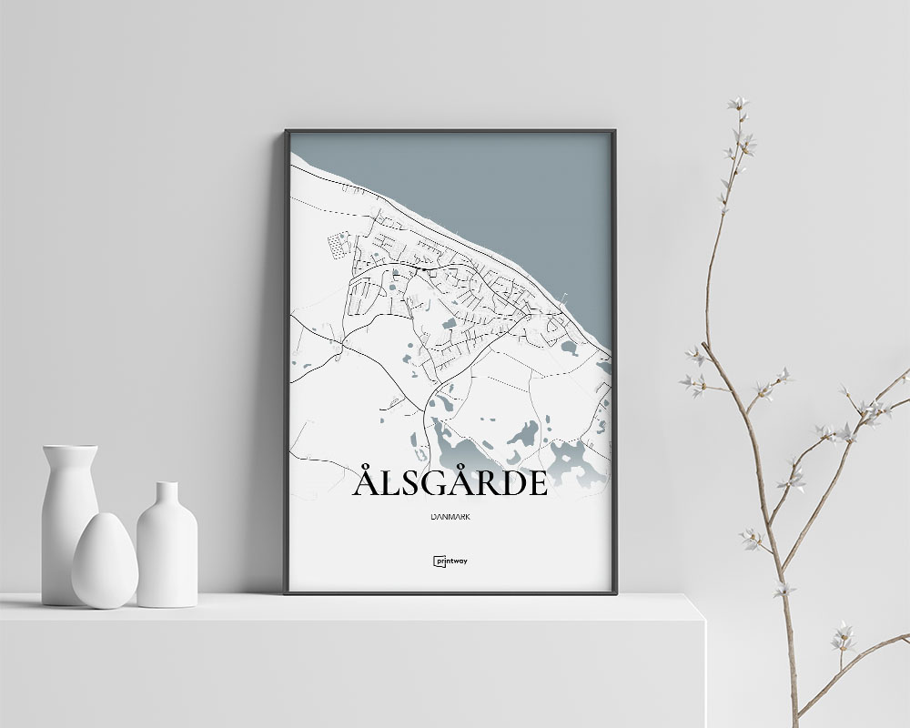 Ålsgårde Bykort Plakat – Minimalistisk A4 Design til Hjemmet